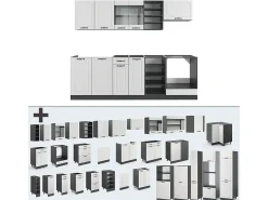 Mueble de cocina casa de campo blanca/antracita 240x60x81.6 r-line