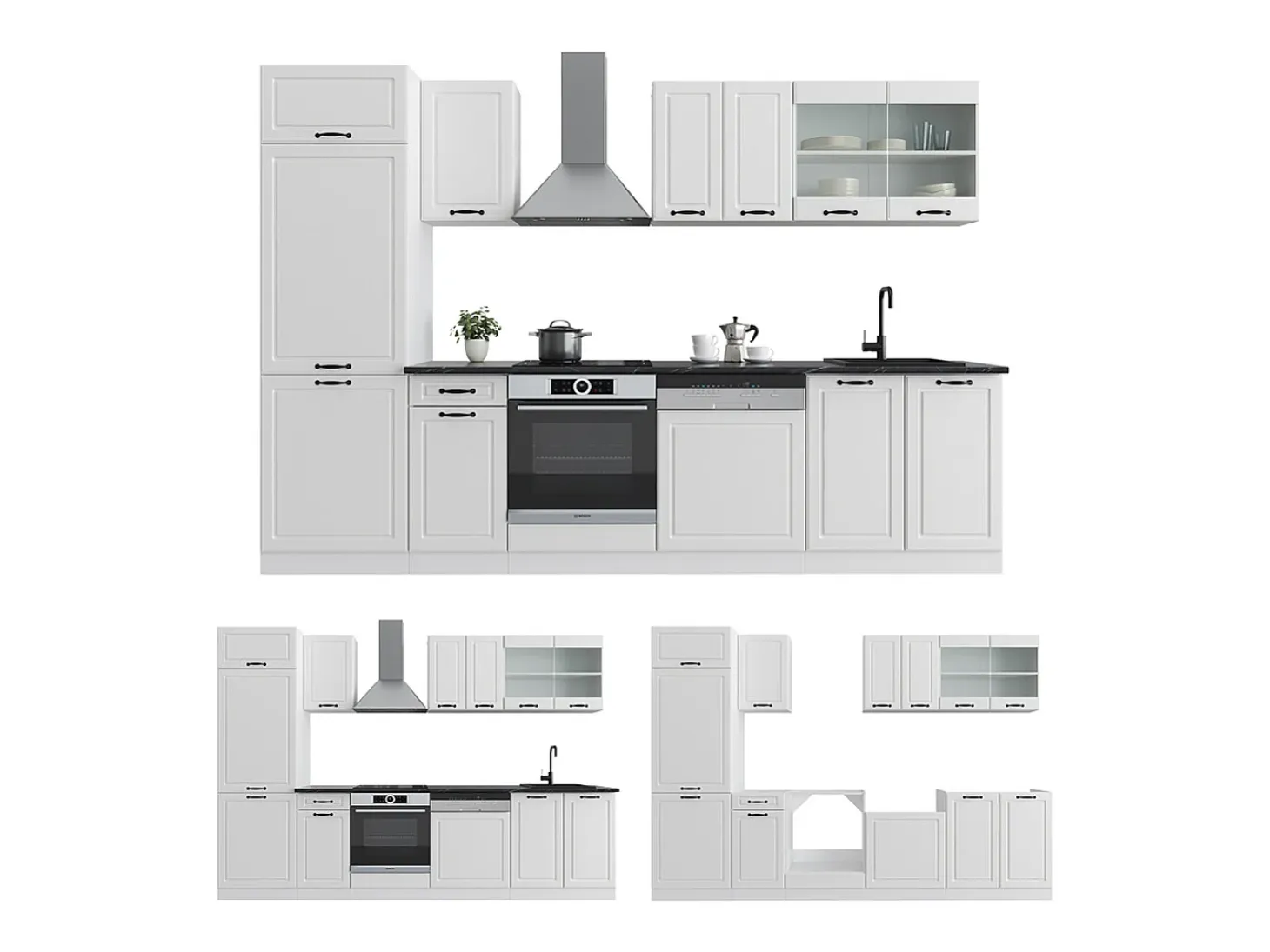 Mueble de cocina casa de campo blanca/blanca 300x60x81.6 r-line