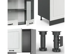Mueble de cocina casa de campo blanca/antracita 300x60x81.6 r-line