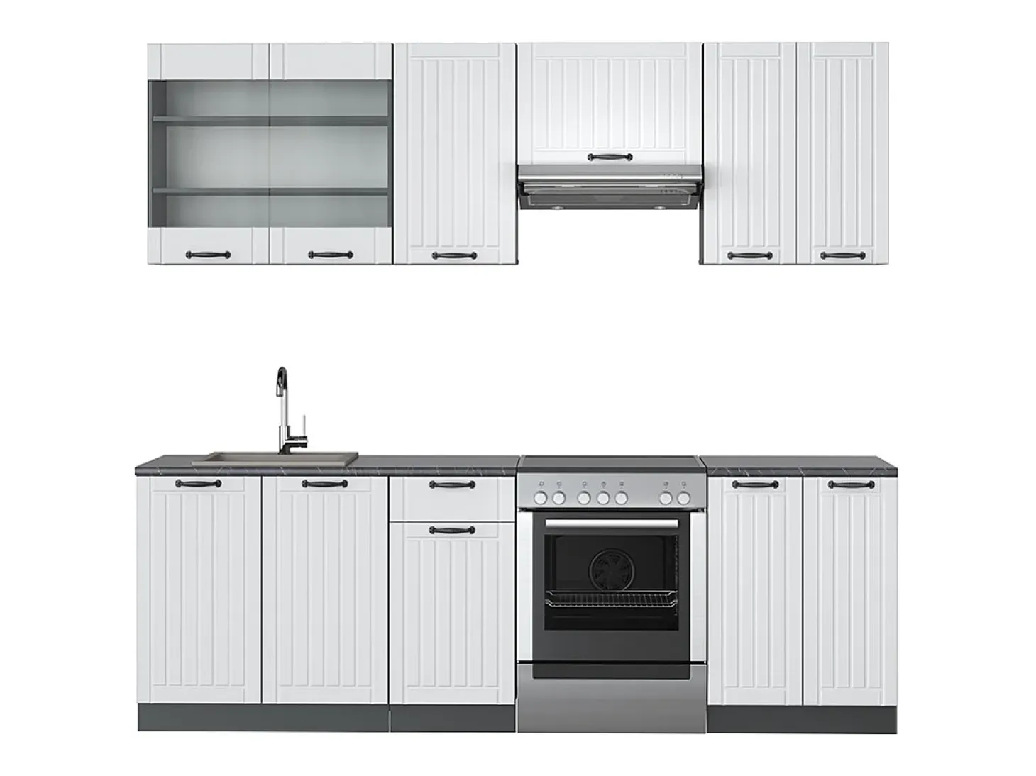 Mueble de cocina casa de campo blanca/antracita 240x46x81.6 fame-line