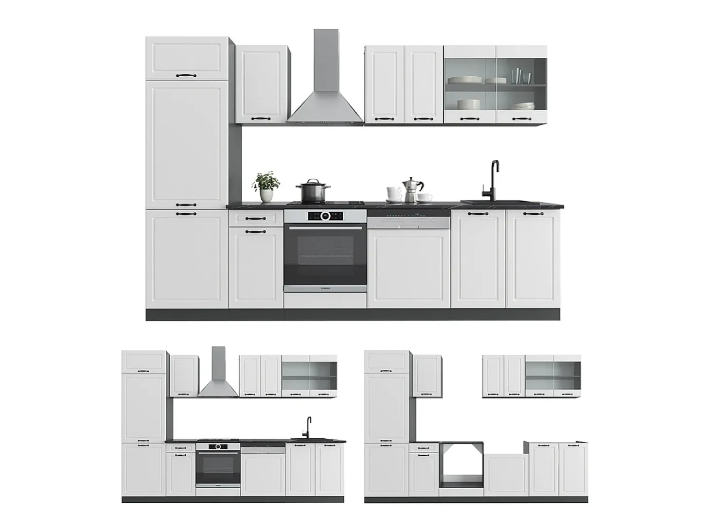 Mueble de cocina casa de campo blanca/antracita 300x60x81.6 r-line