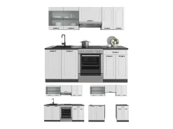 Mueble de cocina casa de campo blanca/antracita 200x60x81.6 r-line
