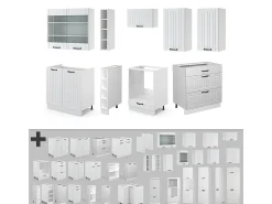 Mueble de cocina casa de campo blanca/blanca 235x46x81.6 fame-line