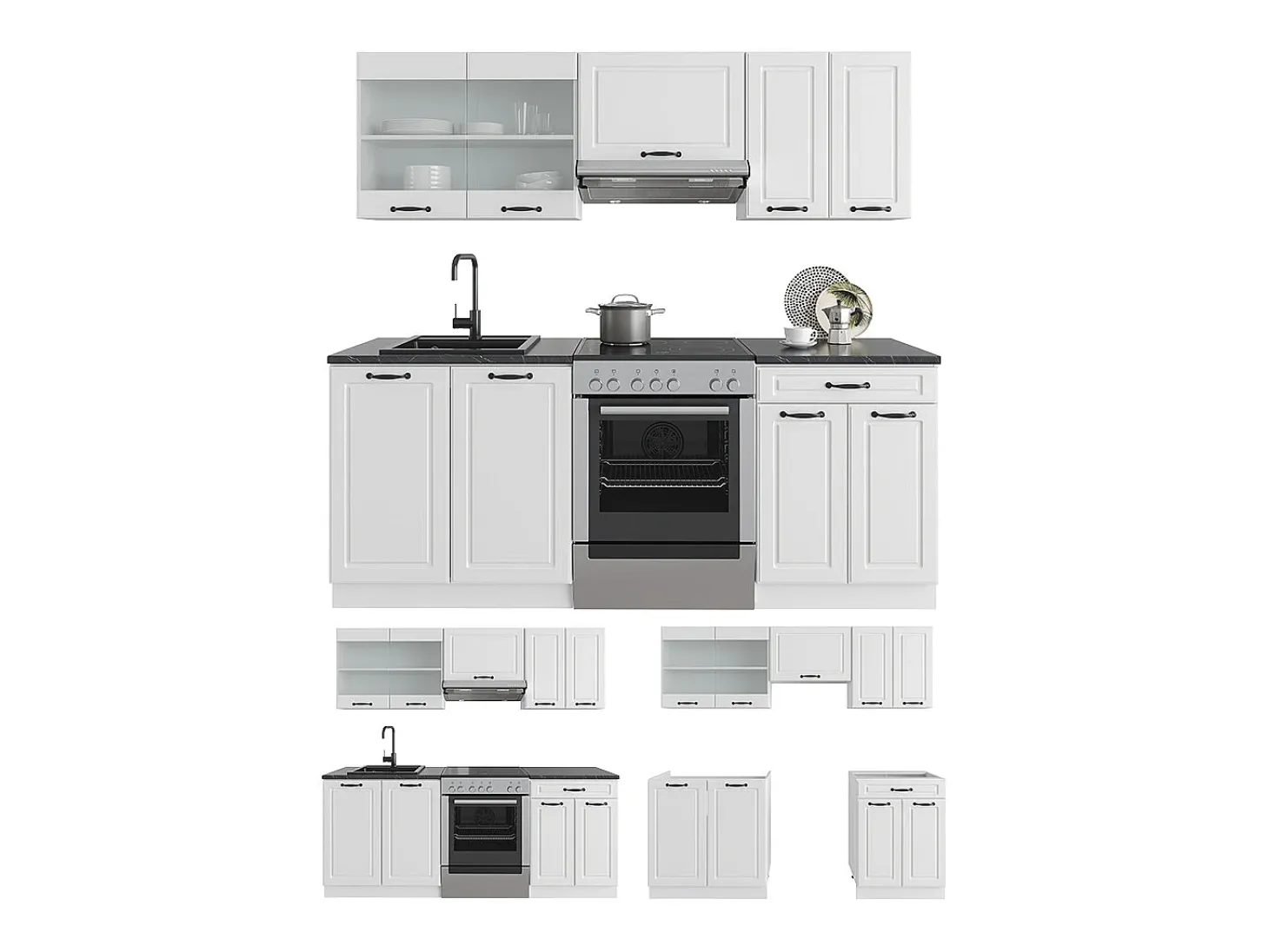 Mueble de cocina casa de campo blanca/blanca 200x60x81.6 r-line