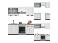 Mueble de cocina casa de campo blanca/antracita 200x60x81.6 fame-line