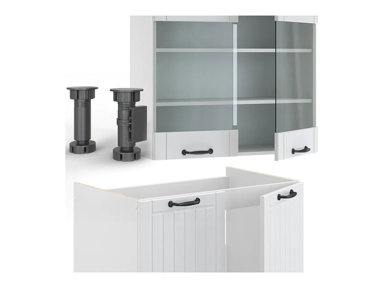 Mueble de cocina casa de campo blanca/blanca 240x60x81.6 fame-line