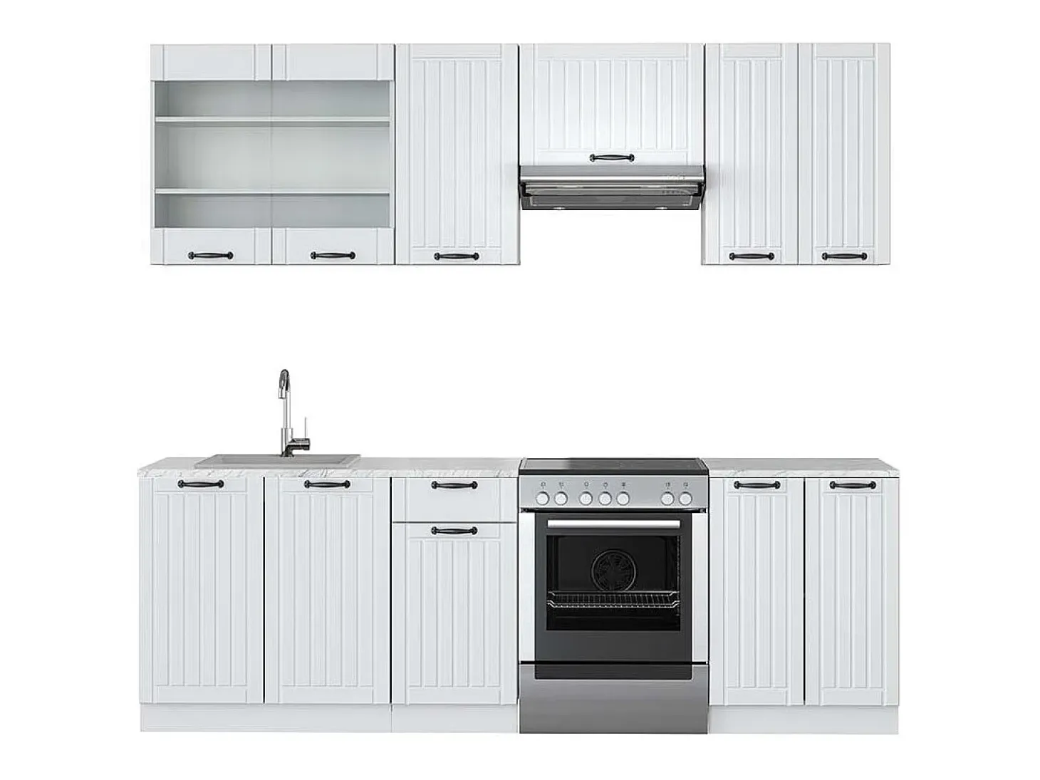 Mueble de cocina casa de campo blanca/blanca 240x60x81.6 fame-line