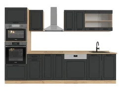 Mueble de cocina casa de campo antracita/roble dorado 300x60x81.6 r-line
