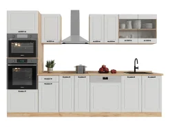Mueble de cocina casa de campo blanca/roble dorado 300x60x81.6 r-line