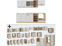 Mueble de cocina casa de campo blanca/roble dorado 240x60x81.6 r-line