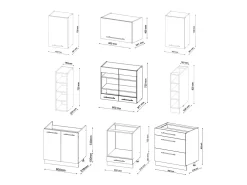 Mueble de cocina casa de campo blanca/antracita 235x60x81.6 fame-line
