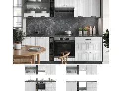 Mueble de cocina casa de campo blanca/antracita 235x60x81.6 fame-line