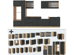 Mueble de cocina casa de campo antracita/roble dorado 350x46x81.6 r-line
