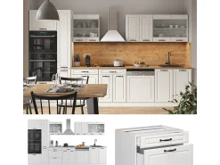 Mueble de cocina casa de campo blanca/blanca 350x60x81.6 r-line