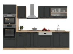 Mueble de cocina casa de campo antracita/roble dorado 300x60x81.6 r-line