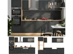Mueble de cocina casa de campo antracita/roble dorado 300x60x81.6 r-line