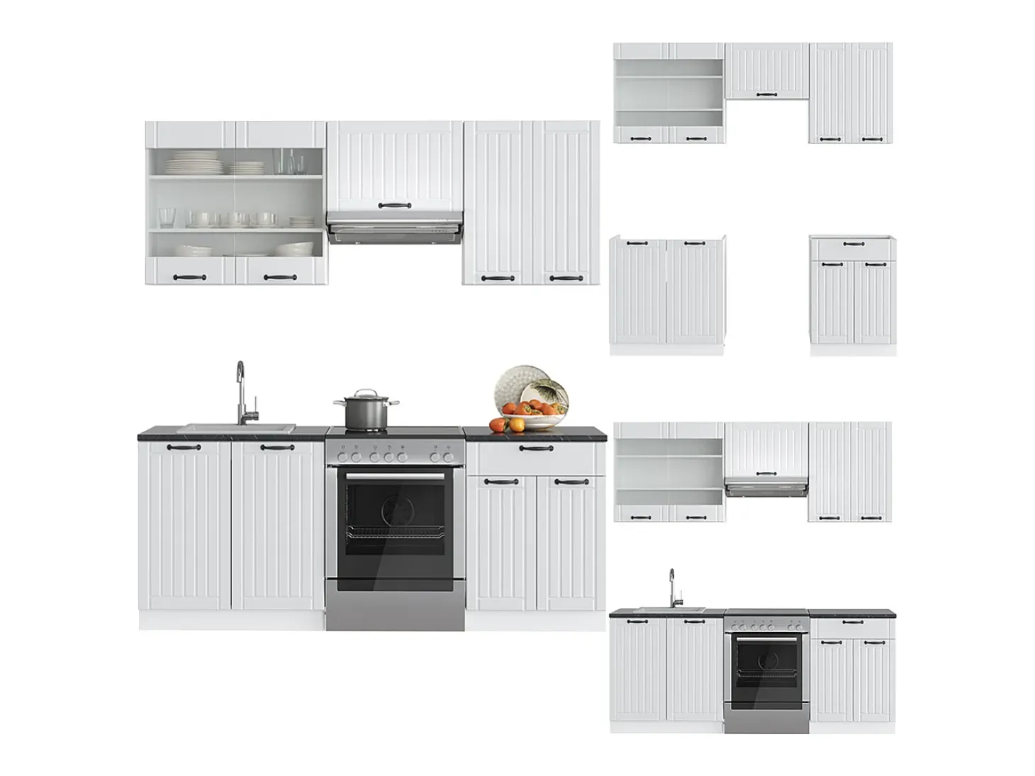 Mueble de cocina casa de campo blanca/blanca 200x46x81.6 fame-line