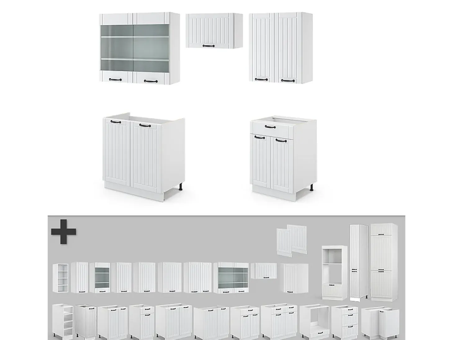 Mueble de cocina casa de campo blanca/blanca 200x46x81.6 fame-line