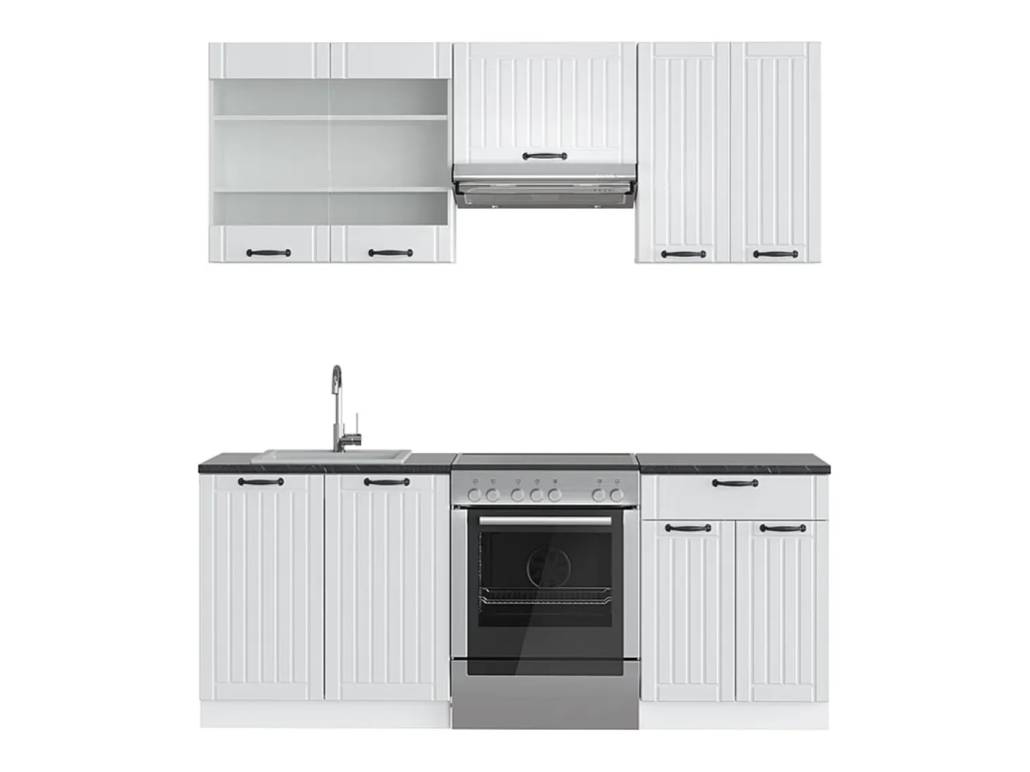 Mueble de cocina casa de campo blanca/blanca 200x46x81.6 fame-line