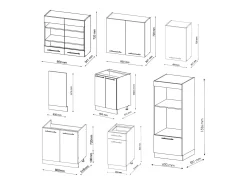 Mueble de cocina casa de campo blanca/antracita 300x60x81.6 fame-line
