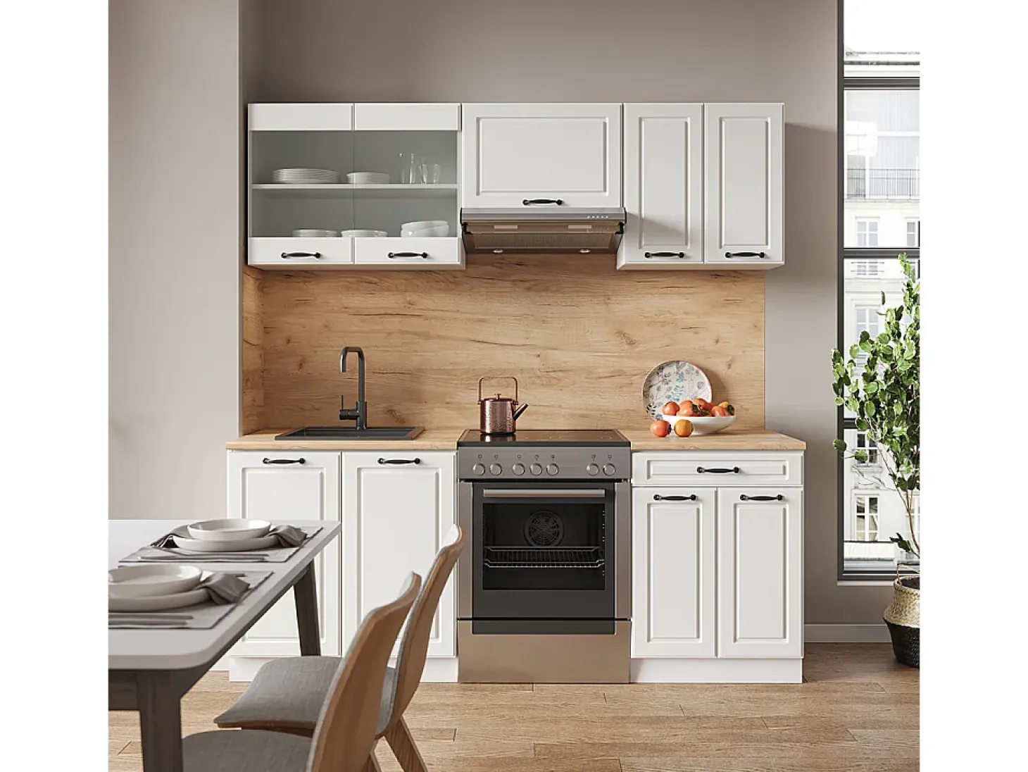 Mueble de cocina casa de campo blanca/blanca 200x60x81.6 r-line