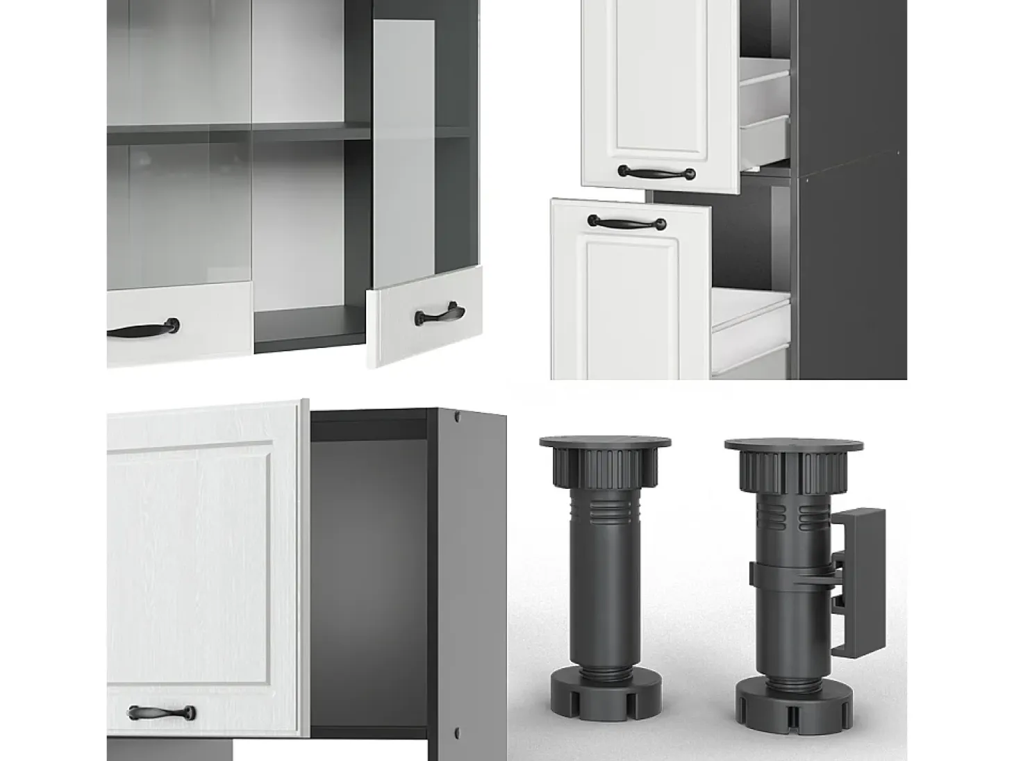 Mueble de cocina casa de campo blanca/antracita 350x46x81.6 r-line