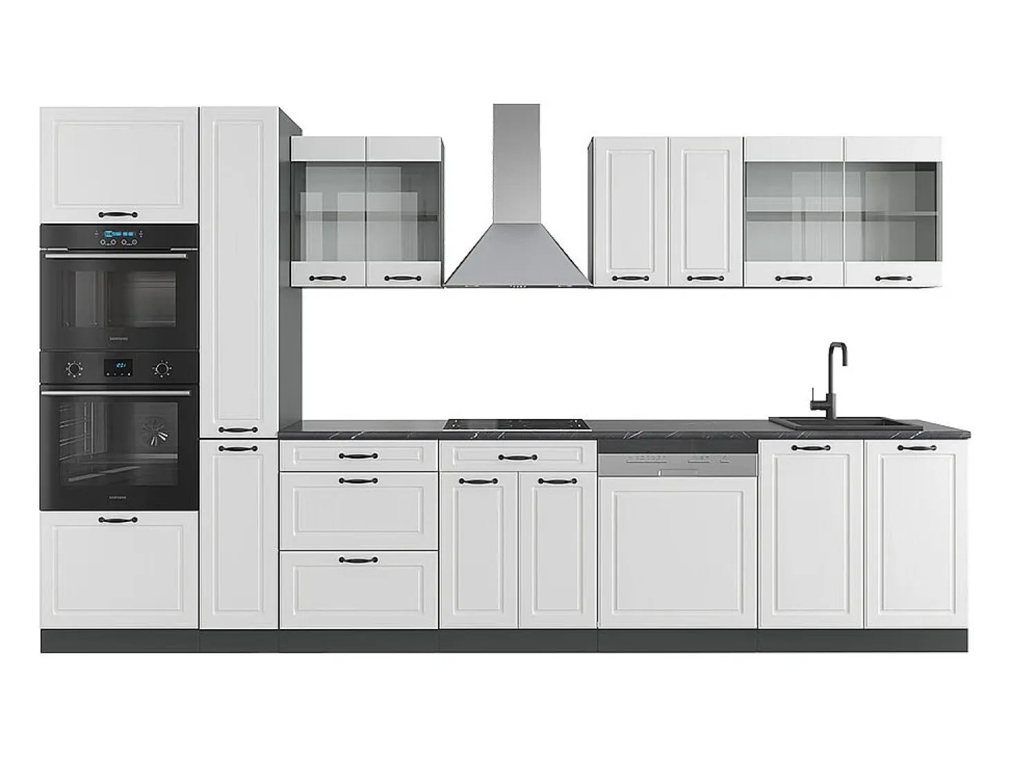 Mueble de cocina casa de campo blanca/antracita 350x46x81.6 r-line