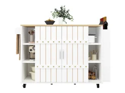 Mueble de cocina con puerta - 110 x 42 x 90 cm - Carrito de cocina con 3 cajones - MDF - Blanco