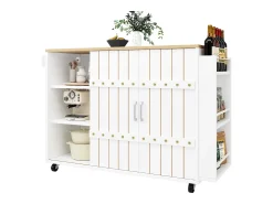 Mueble de cocina con puerta - 110 x 42 x 90 cm - Carrito de cocina con 3 cajones - MDF - Blanco