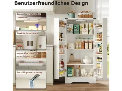 Mueble de cocina de 128,5 cm, estilo rústico, LED, 2 puertas, estantes regulables, blanco