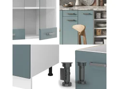Mueble de cocina gris azulado 240x60x81.6 r-line
