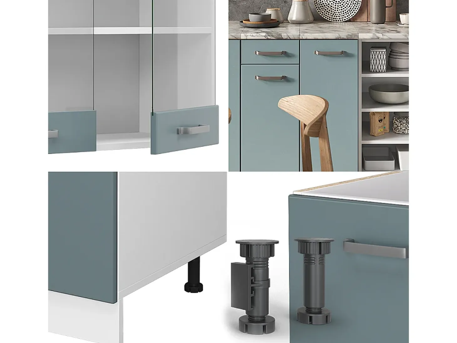 Mueble de cocina gris azulado 240x60x81.6 r-line