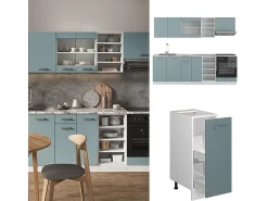 Mueble de cocina gris azulado 240x60x81.6 r-line