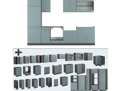 Mueble de cocina gris azulado/antracita 300x60x81.6 r-line