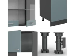 Mueble de cocina gris azulado/antracita 300x46x81.6 r-line