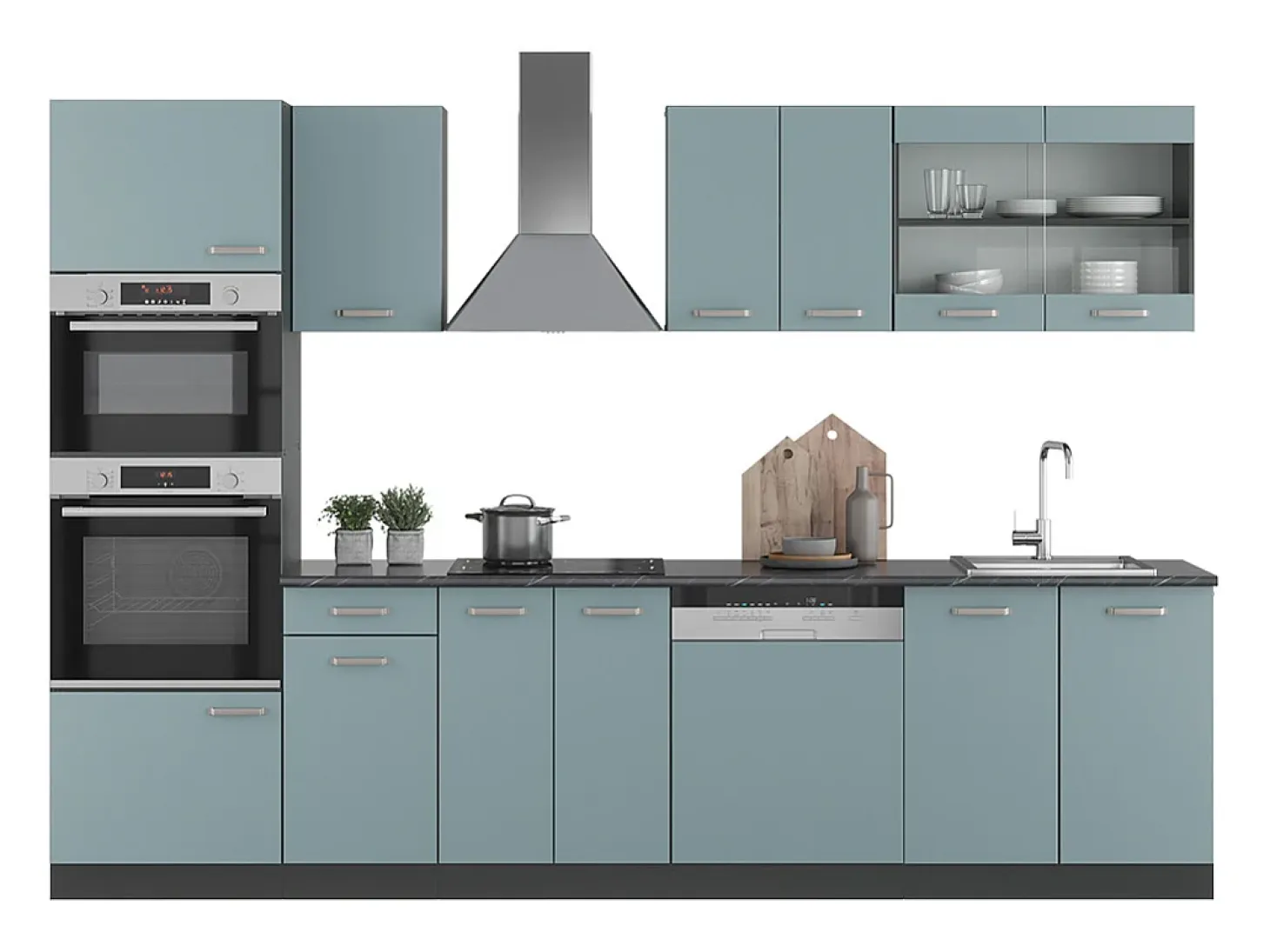 Mueble de cocina gris azulado/antracita 300x46x81.6 r-line