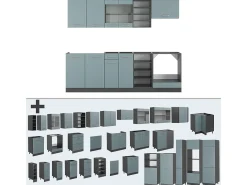 Mueble de cocina gris azulado/antracita 240x46x81.6 r-line