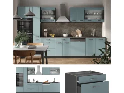 Mueble de cocina gris azulado/antracita 350x60x81.6 r-line