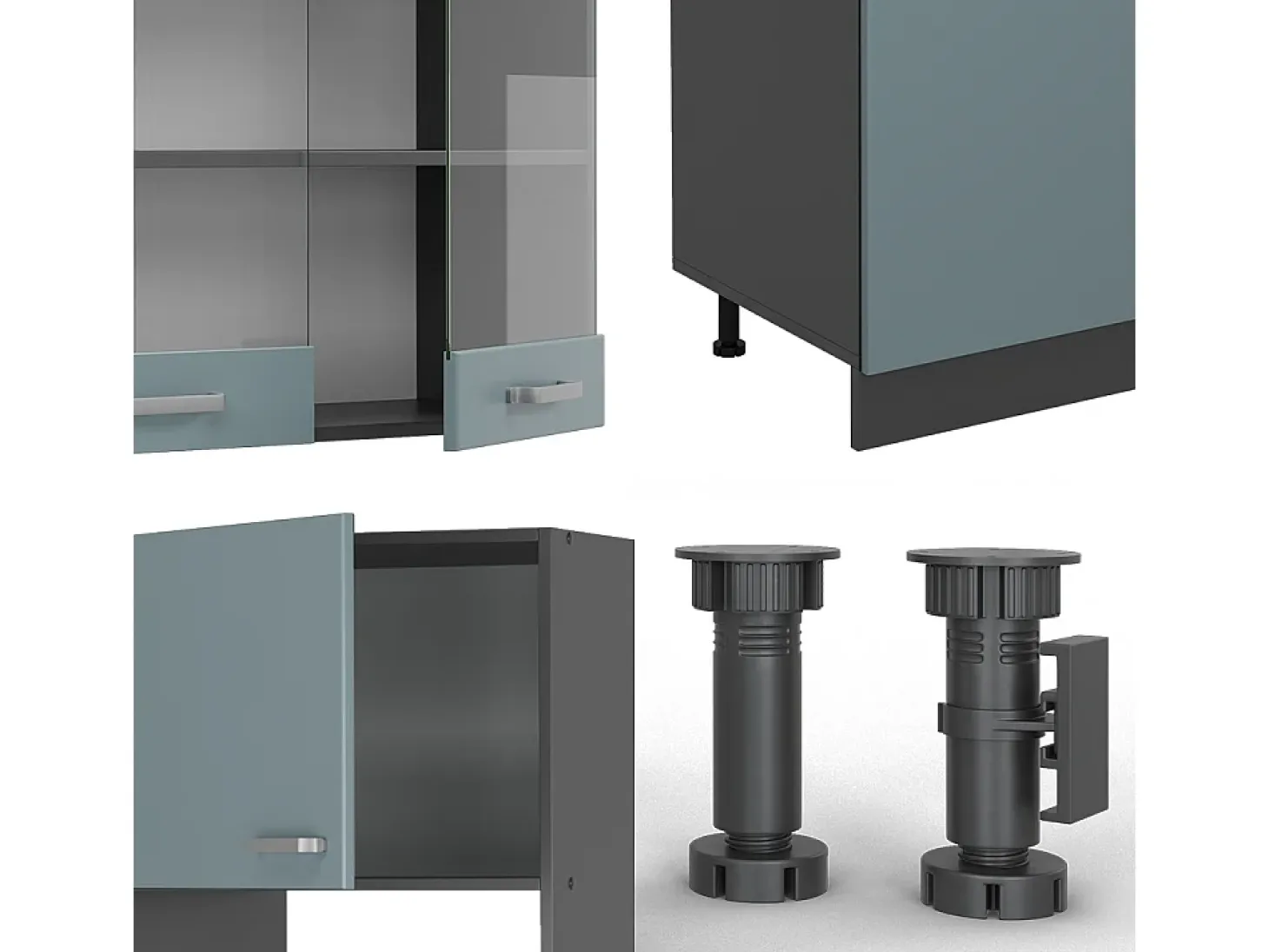 Mueble de cocina gris azulado/antracita 300x60x81.6 r-line