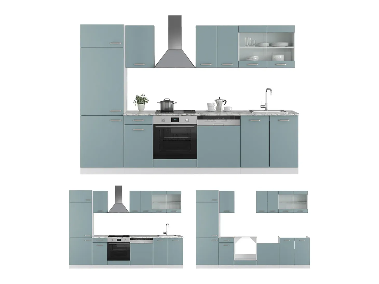 Mueble de cocina gris azulado 300x60x81.6 r-line