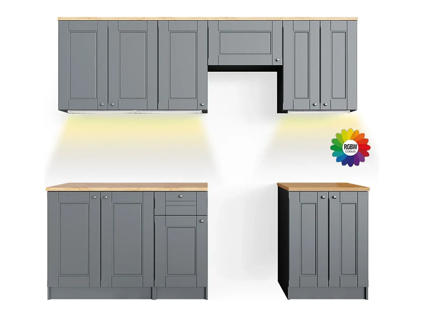 Mueble de cocina gris noble 240x60x81.6 bergamo