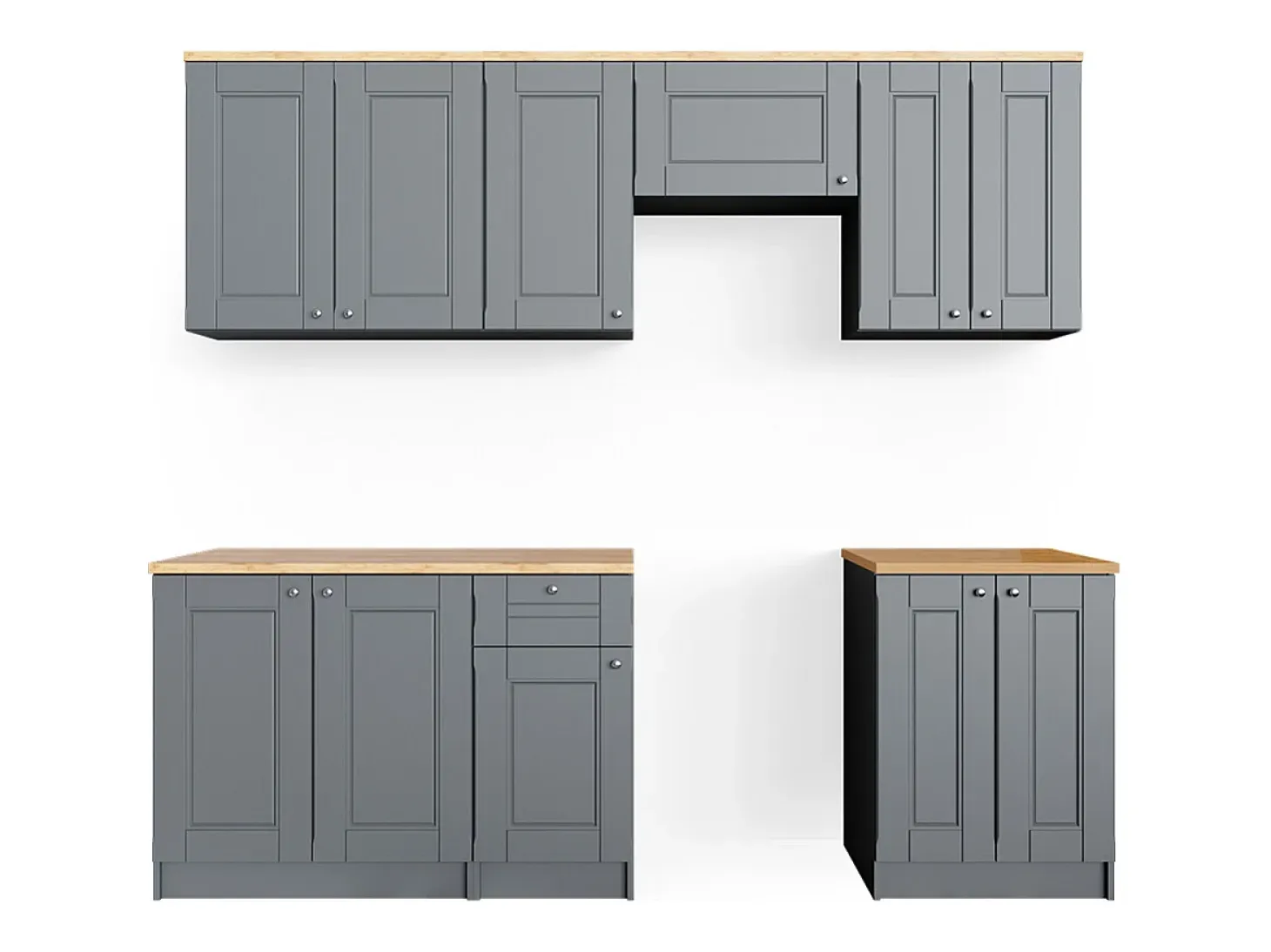 Mueble de cocina gris noble 240x60x81.6 bergamo