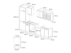 Mueble de cocina gris noble/roble dorado 300x60x81.6 r-line