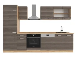Mueble de cocina gris noble/roble dorado 300x46x81.6 r-line