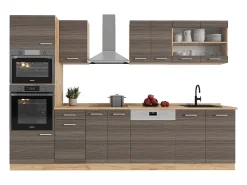 Mueble de cocina gris noble/roble dorado 300x60x81.6 r-line