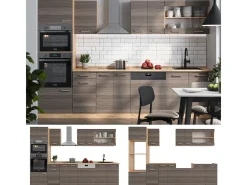Mueble de cocina gris noble/roble dorado 300x60x81.6 r-line