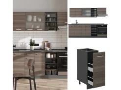 Mueble de cocina gris noble/antracita 240x60x81.6 r-line