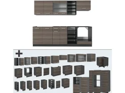 Mueble de cocina gris noble/antracita 240x60x81.6 r-line