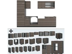 Mueble de cocina gris noble/antracita 300x46x81.6 r-line