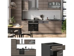 Mueble de cocina gris noble/antracita 300x46x81.6 r-line